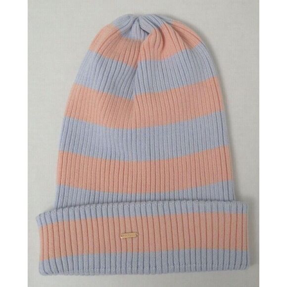 Free People Movement Women's O/S Peach/Gray Striped Cotton Beanie Hat - Picture 1 of 6